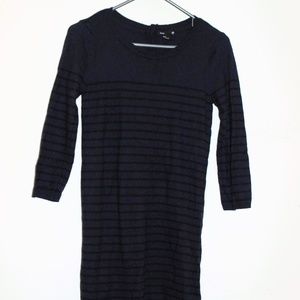 H&M Black and Navy Striped Sweater Dress